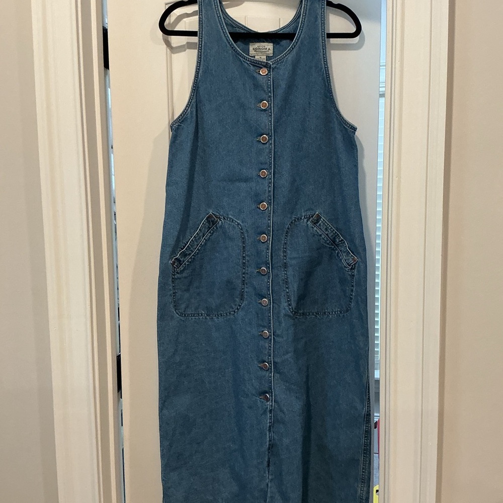 SONOMA Blue Denim Maxi Dress with Front Buttons - Picture 7 of 8